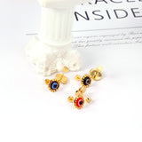 12 pairs Screw In Color Mixed Cat Eye Stud Earrings Gold