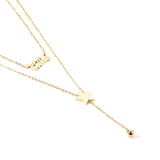 Gold color pentagram + letters pendant necklace 14K