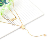 Gold color pentagram + letters pendant necklace 14K