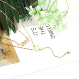 Gold color pentagram + letters pendant necklace 14K