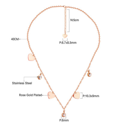 14K Rose Gold & Gold Multi Heart & Diamonds Pendant Necklace asonjewelry