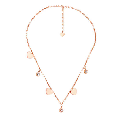 14K Rose Gold & Gold Multi Heart & Diamonds Pendant Necklace asonjewelry