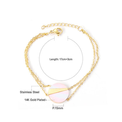 14K Gold & Steel Accessory Soft Bracelet 17+3cm asonjewelry