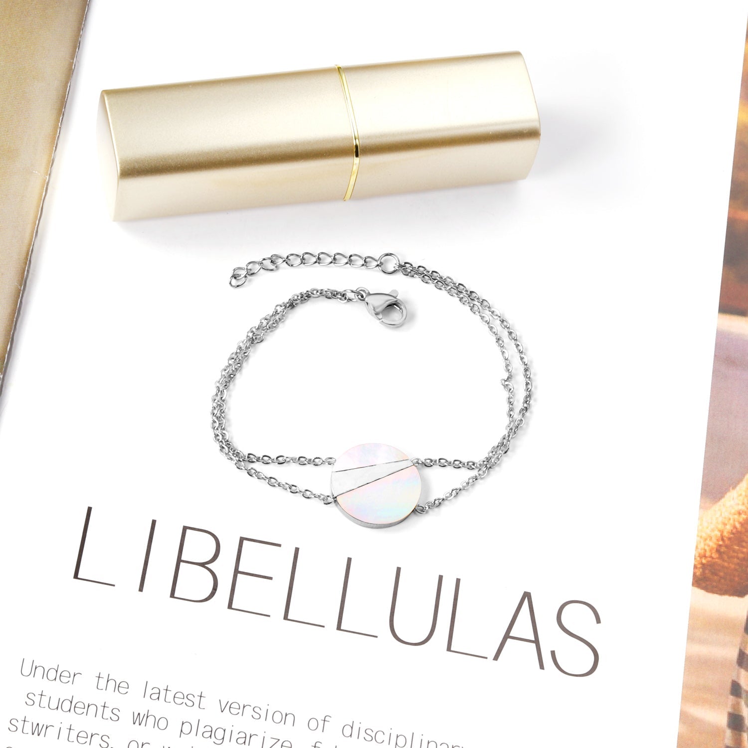 14K Gold & Steel Accessory Soft Bracelet 17+3cm asonjewelry