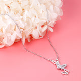 3 Butterfly Pendant Necklace with White Diamonds 40+5cm Steel Color