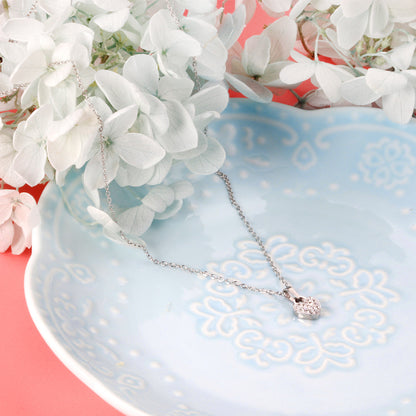 Heart pendant necklace with white diamonds 35+5cm steel color asonjewelry