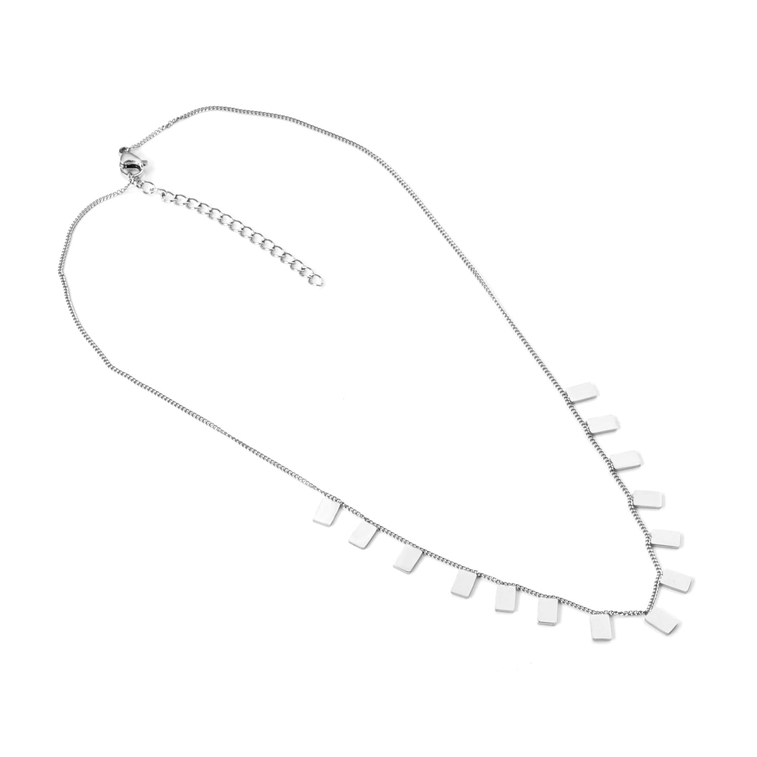 0.3 Side Chain 40+5cm Welded 14pcs 4*6 Rectangle Necklace Gold & Steel Color Glossy asonjewelry