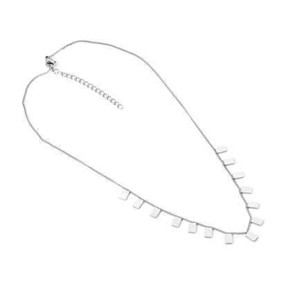 0.3 Side Chain 40+5cm Welded 14pcs 4*6 Rectangle Necklace Gold & Steel Color Glossy asonjewelry