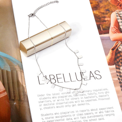 0.3 Side Chain 40+5cm Welded 14pcs 4*6 Rectangle Necklace Gold & Steel Color Glossy asonjewelry