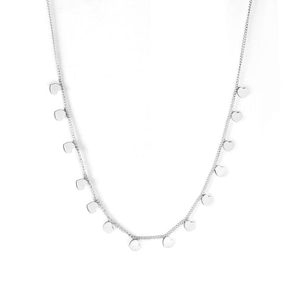 0.3 Side chain 40+5cm soldered 14pcs 4mm peach heart necklace gold & steel color glossy asonjewelry