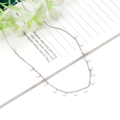 0.3 Side chain 40+5cm soldered 14pcs 4mm peach heart necklace gold & steel color glossy asonjewelry