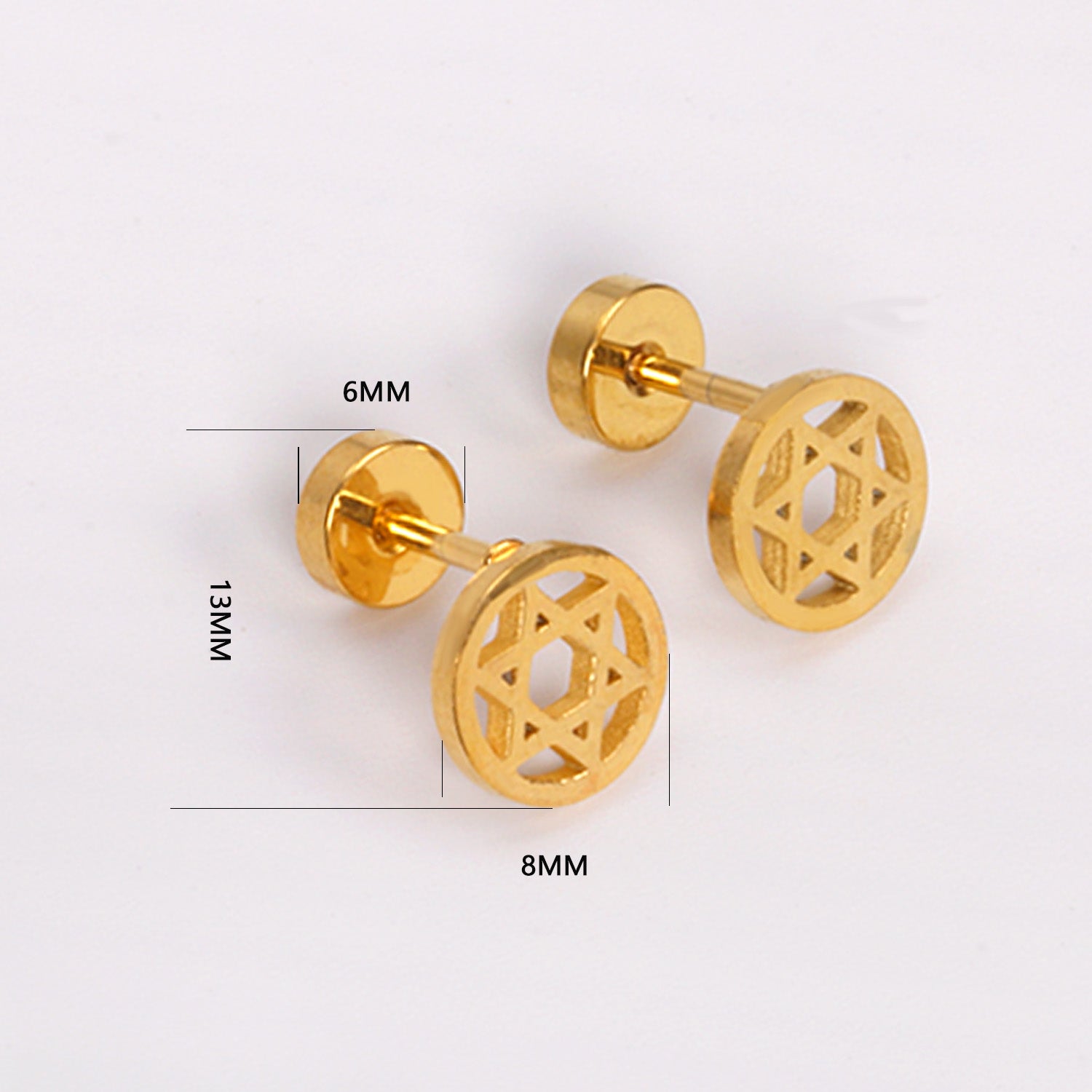 12 pairs steel/gold/black screw-in stud earrings without diamonds asonjewelry
