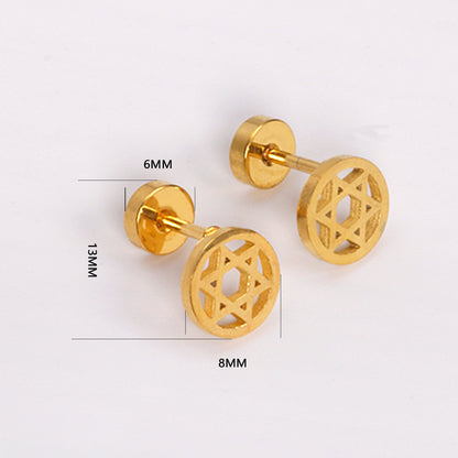 12 pairs steel/gold/black screw-in stud earrings without diamonds asonjewelry