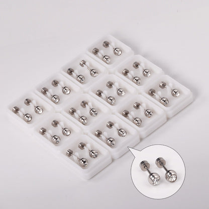 12 pairs 5mm steel/golden steel ball with drilled screw plugs asonjewelry