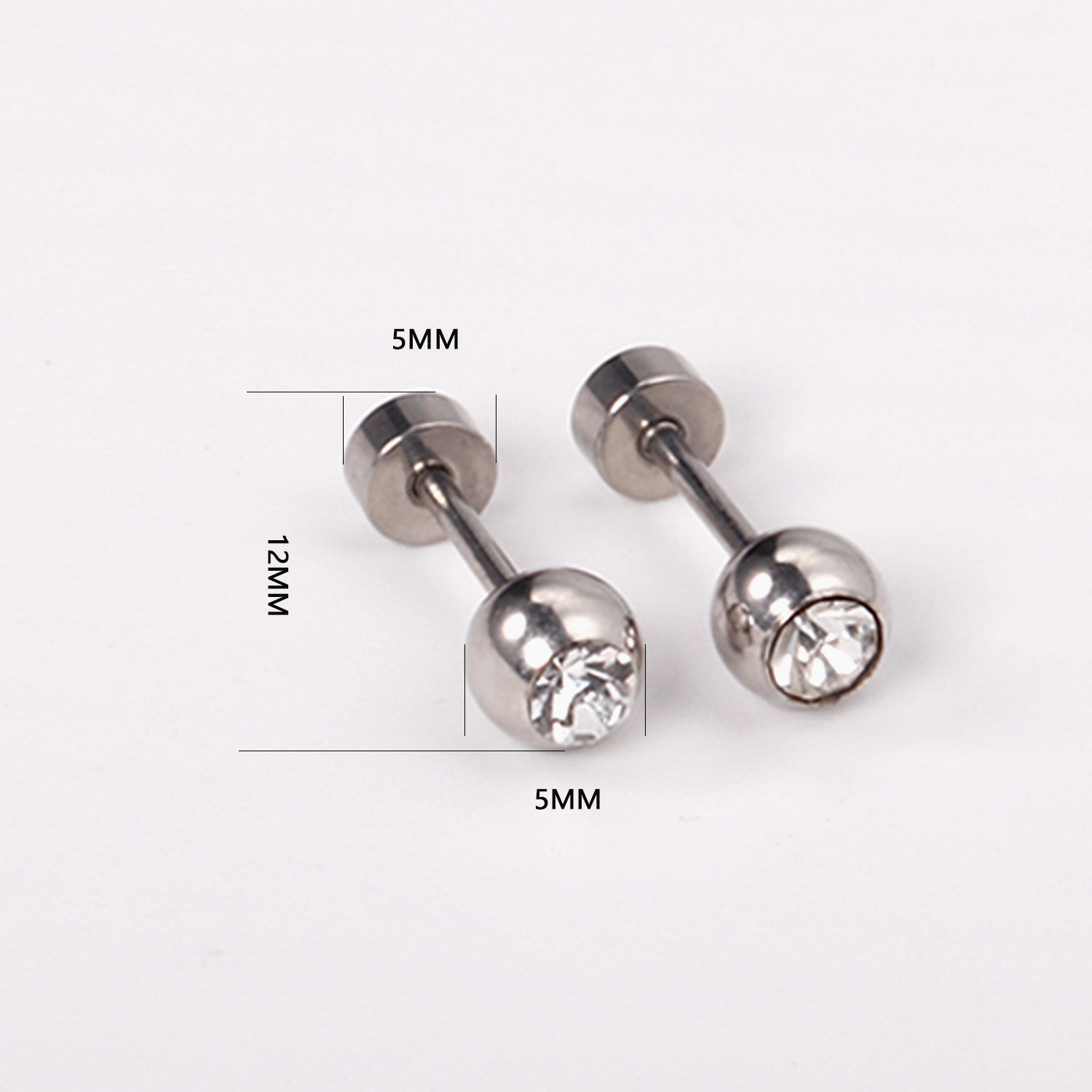 12 pairs 5mm steel/golden steel ball with drilled screw plugs asonjewelry