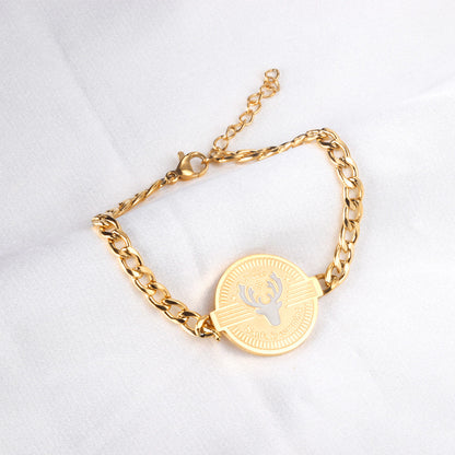 Round Plum Deer Accessory Bracelet 16+3cm Golden asonjewelry