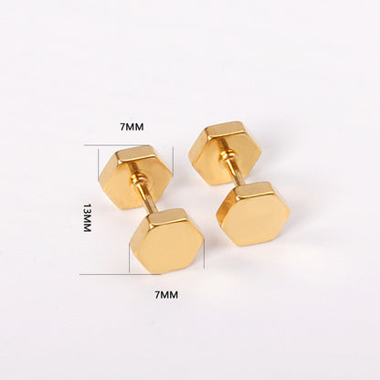12 pairs 7mm Steel/Gold/Black Hexagonal Plugs asonjewelry