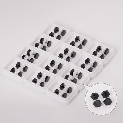 12 pairs 7mm Steel/Gold/Black Hexagonal Plugs asonjewelry