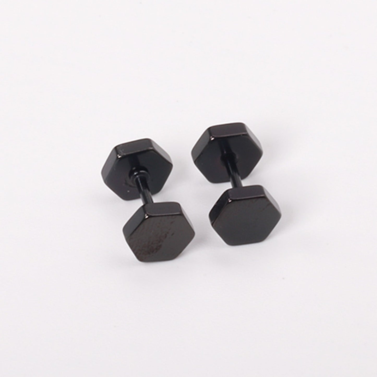 12 pairs 7mm Steel/Gold/Black Hexagonal Plugs asonjewelry