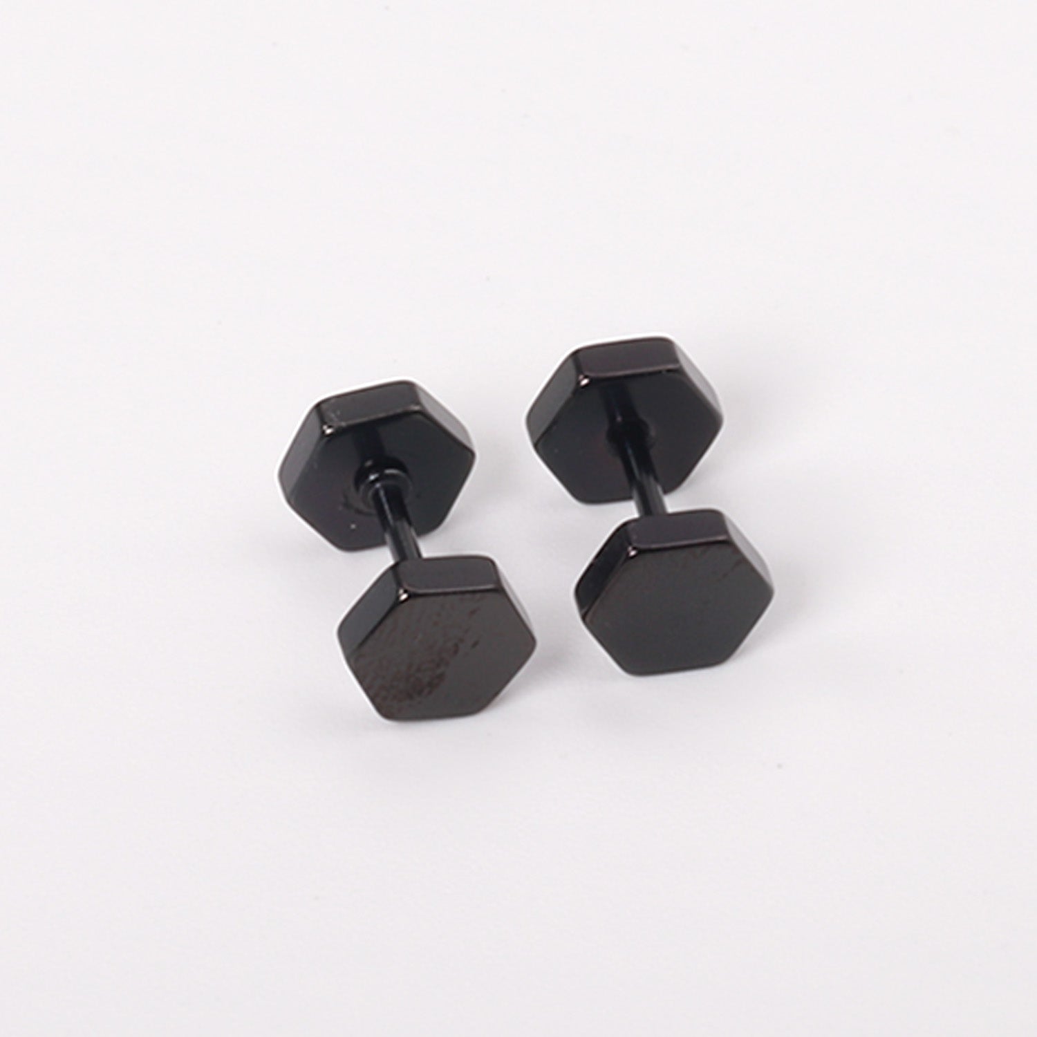 12 pairs 7mm Steel/Gold/Black Hexagonal Plugs asonjewelry