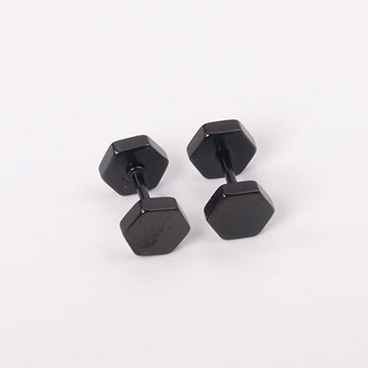 12 pairs 7mm Steel/Gold/Black Hexagonal Plugs asonjewelry