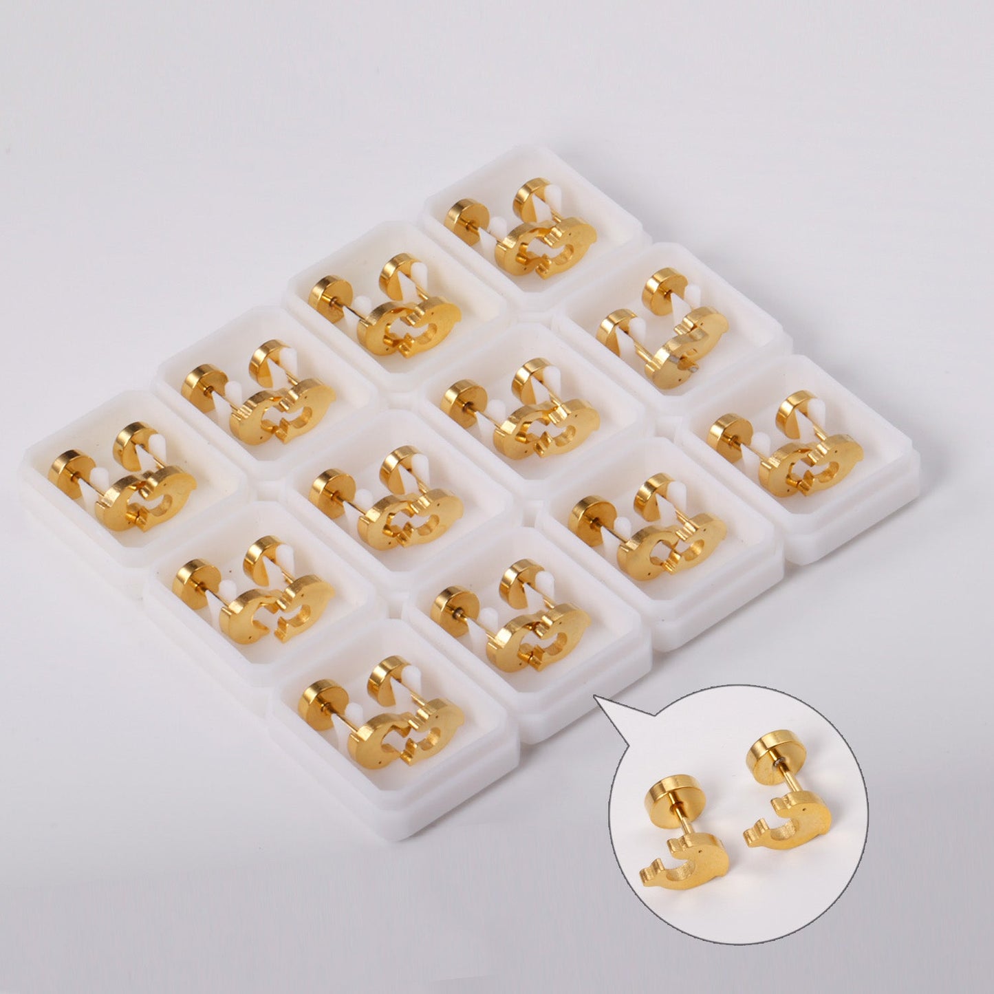 12 pairs Dolphin Shape Steel Goldtone Screwback Stud Earrings asonjewelry