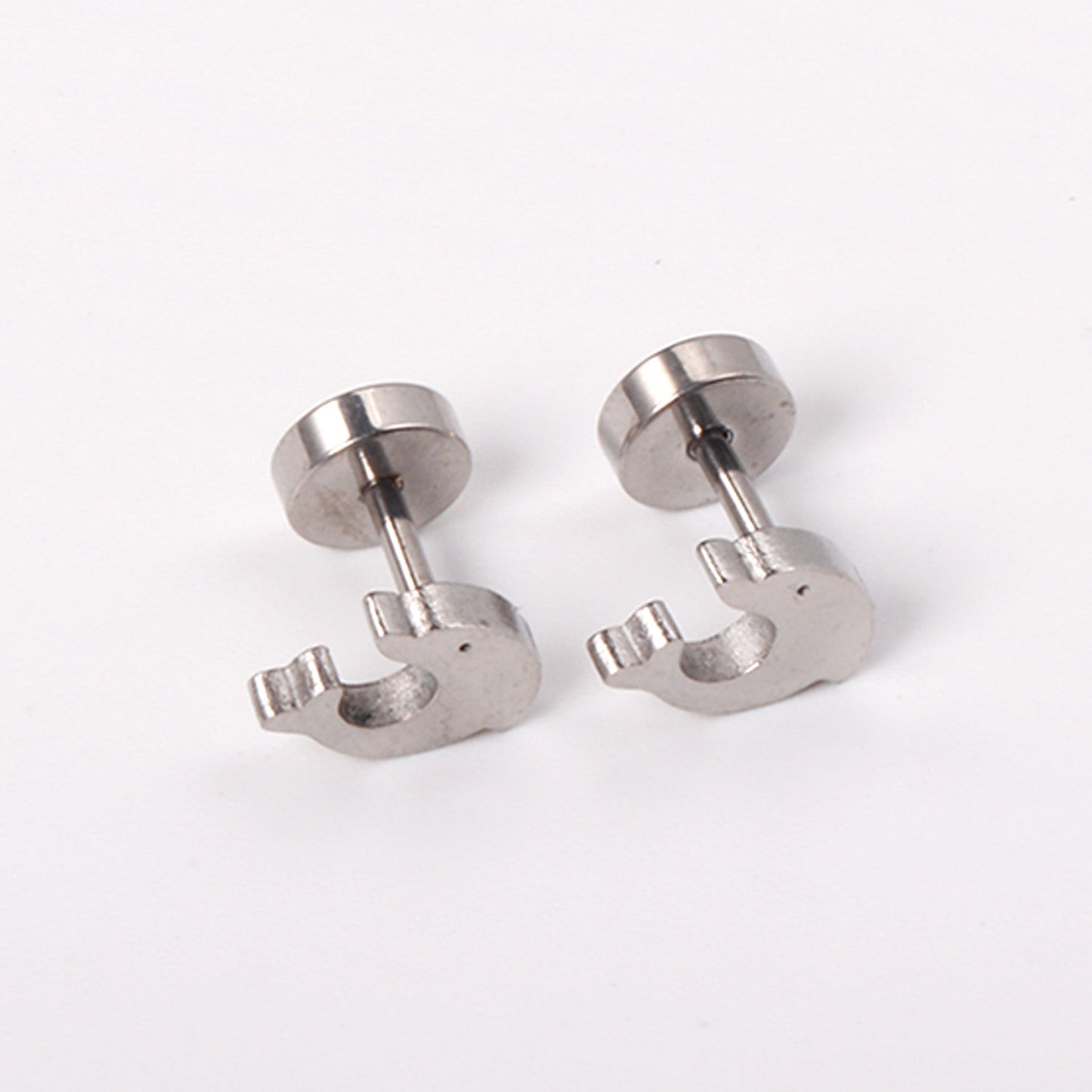 12 pairs Dolphin Shape Steel Goldtone Screwback Stud Earrings asonjewelry