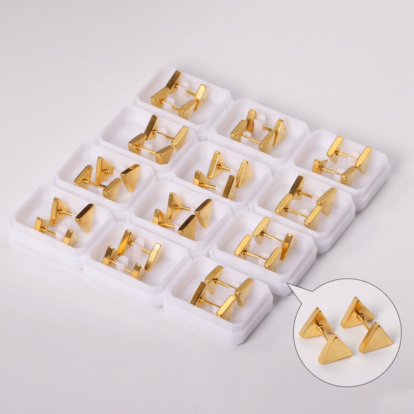 12 pairs 8mm steel color/gold/black triangle screw plugs asonjewelry