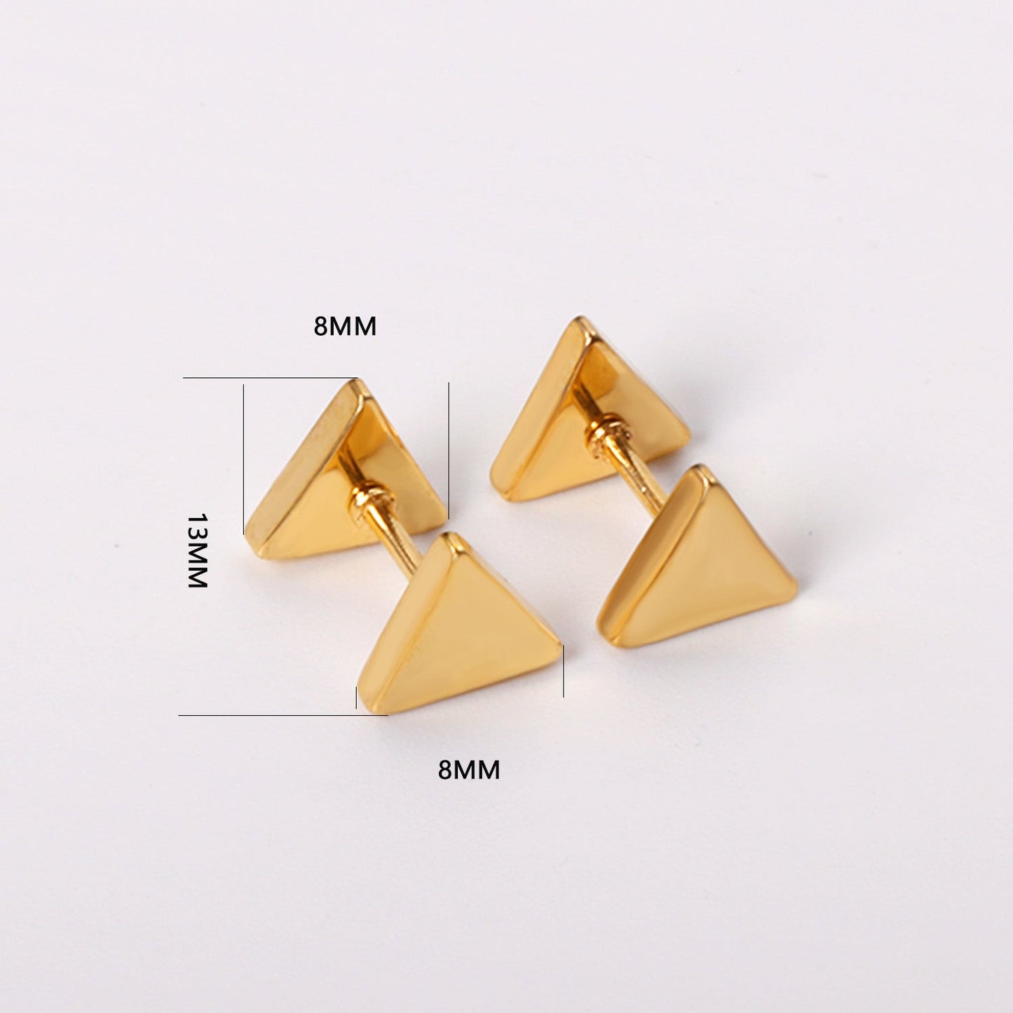 12 pairs 8mm steel color/gold/black triangle screw plugs asonjewelry