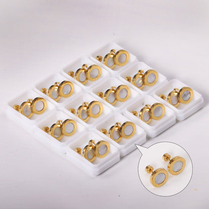 12 pairs 6mm/10mm/golden steel colored cylindrical white/black shell screw plugs asonjewelry
