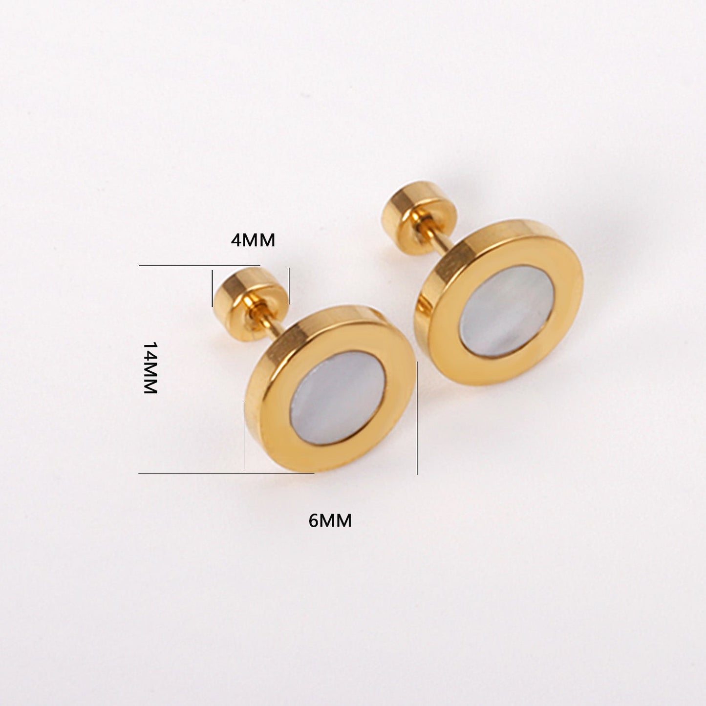 12 pairs 6mm/10mm/golden steel colored cylindrical white/black shell screw plugs asonjewelry