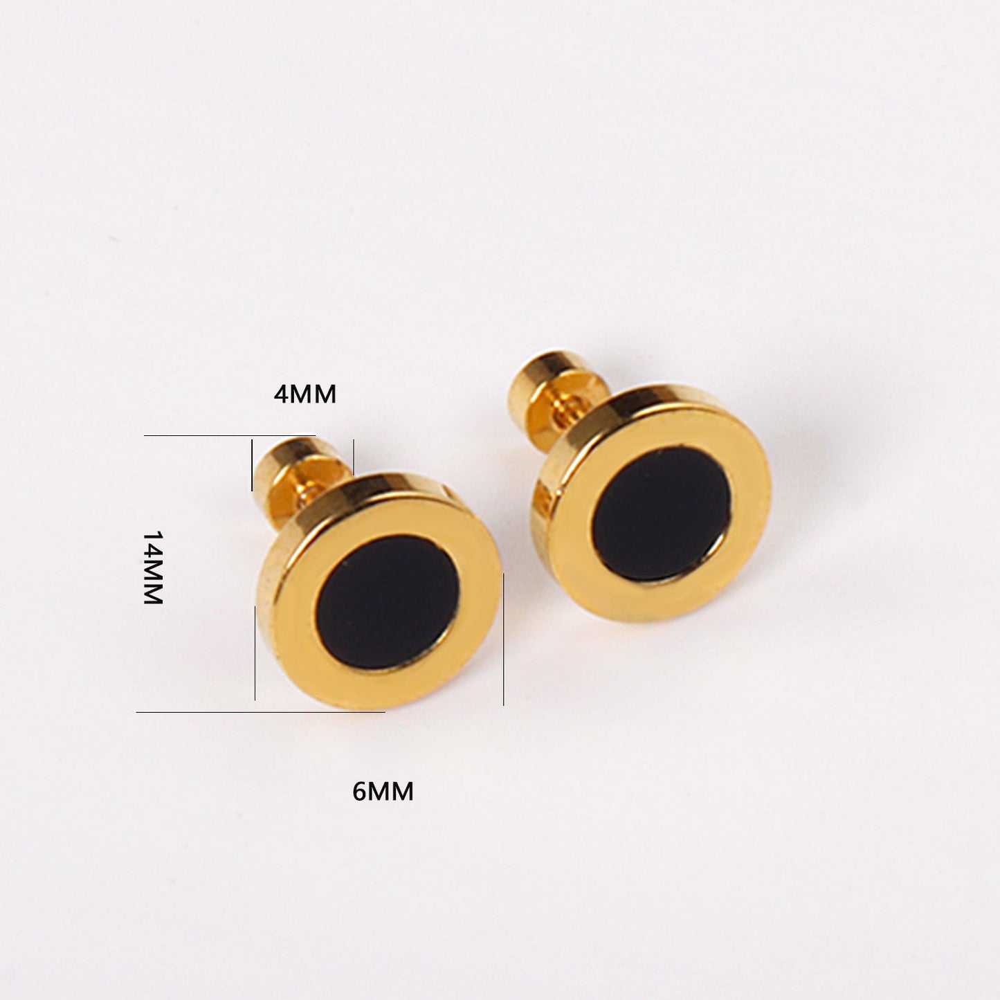 12 pairs 6mm/10mm/golden steel colored cylindrical white/black shell screw plugs asonjewelry