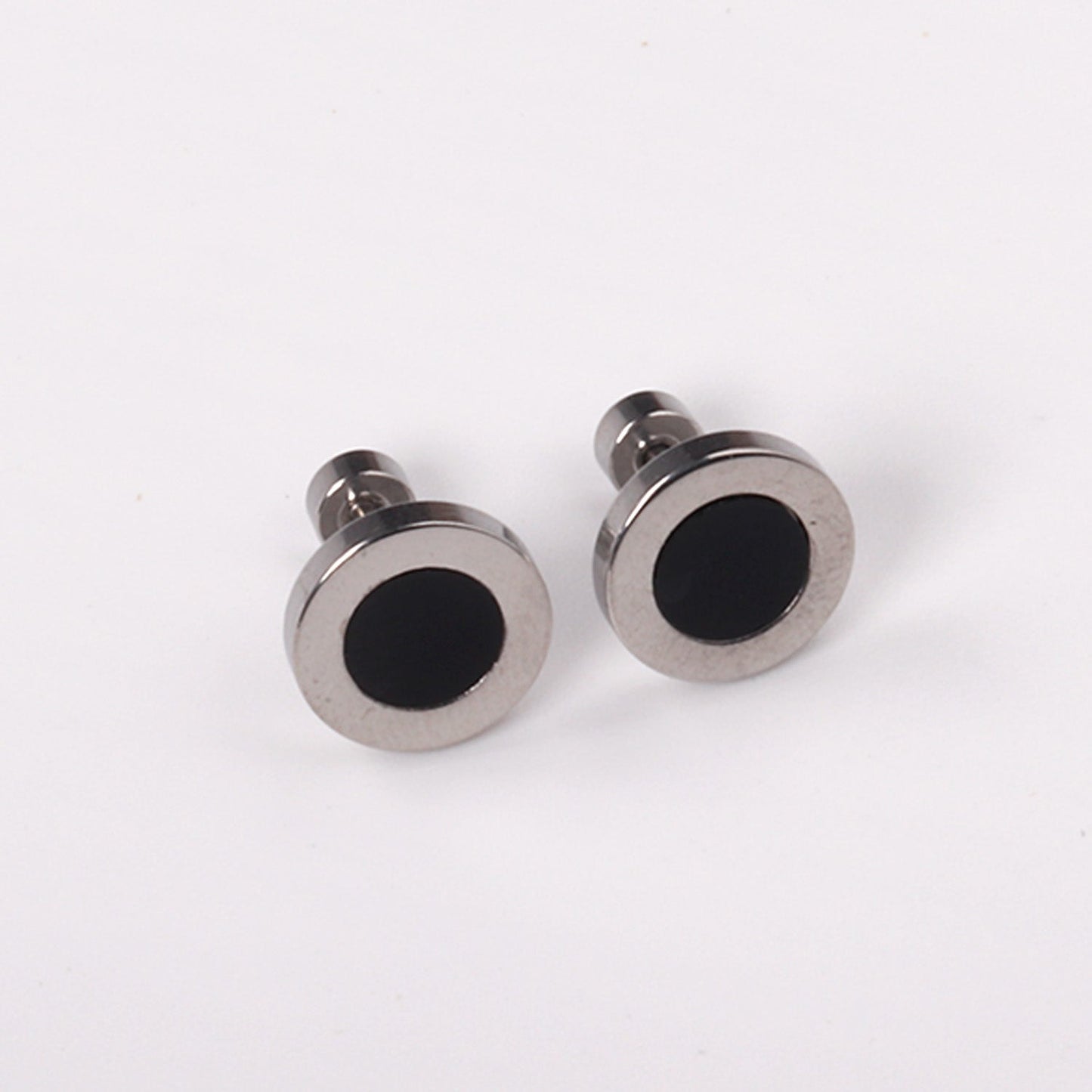 12 pairs 6mm/10mm/golden steel colored cylindrical white/black shell screw plugs asonjewelry