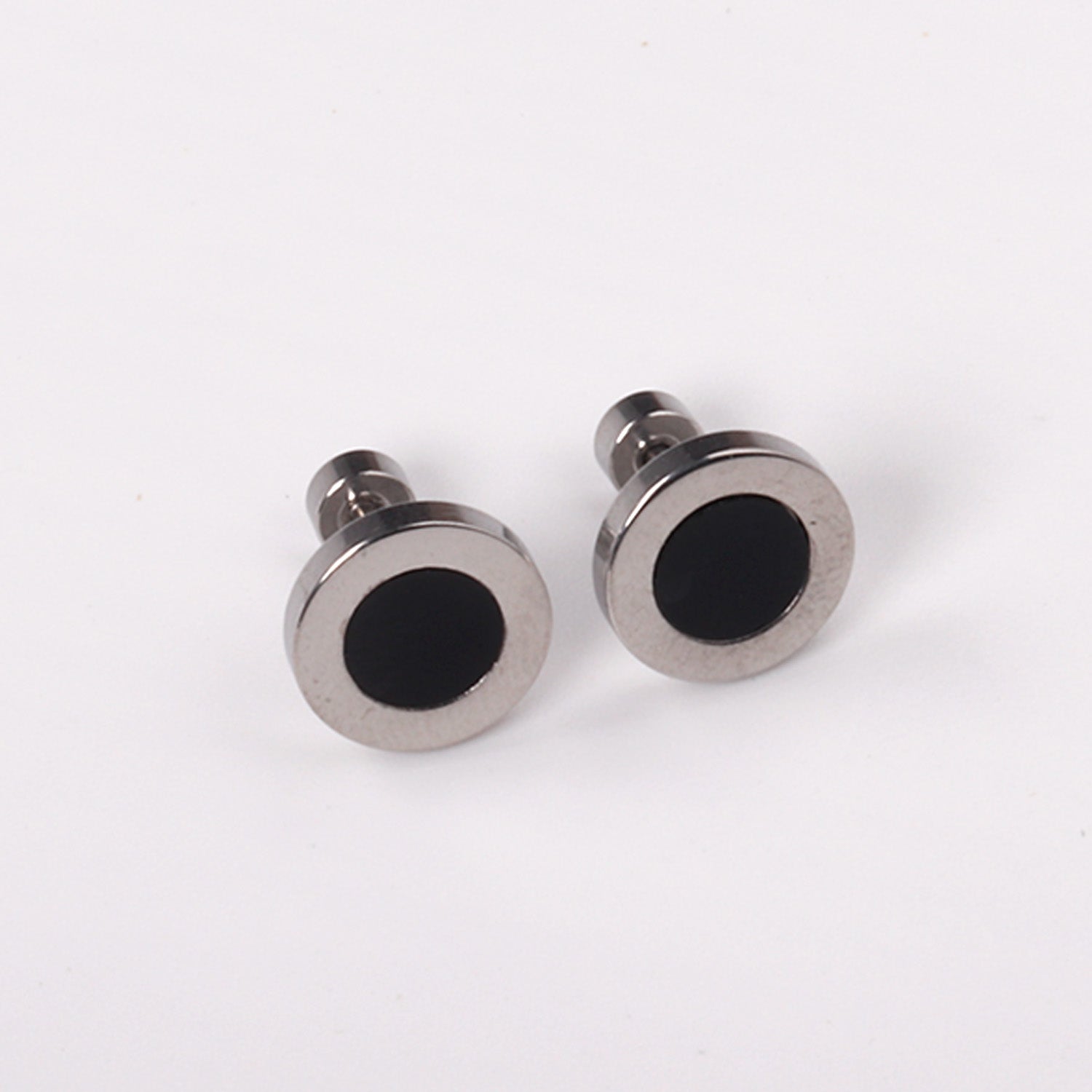 12 pairs 6mm/10mm/golden steel colored cylindrical white/black shell screw plugs asonjewelry