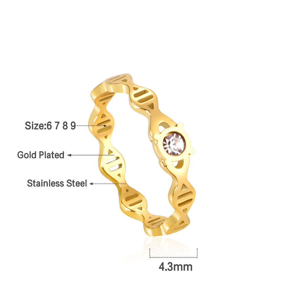 Stainless steel ring inlaid with CZ diamond personalized design sense ring asonjewelry