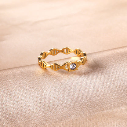 Stainless steel ring inlaid with CZ diamond personalized design sense ring asonjewelry