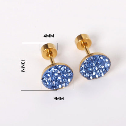 12 pairs 9mm steel color/gold round dipped clay mix/five color screw plugs asonjewelry