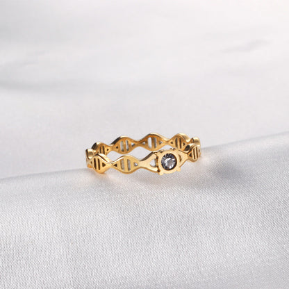 Stainless steel ring inlaid with CZ diamond personalized design sense ring asonjewelry