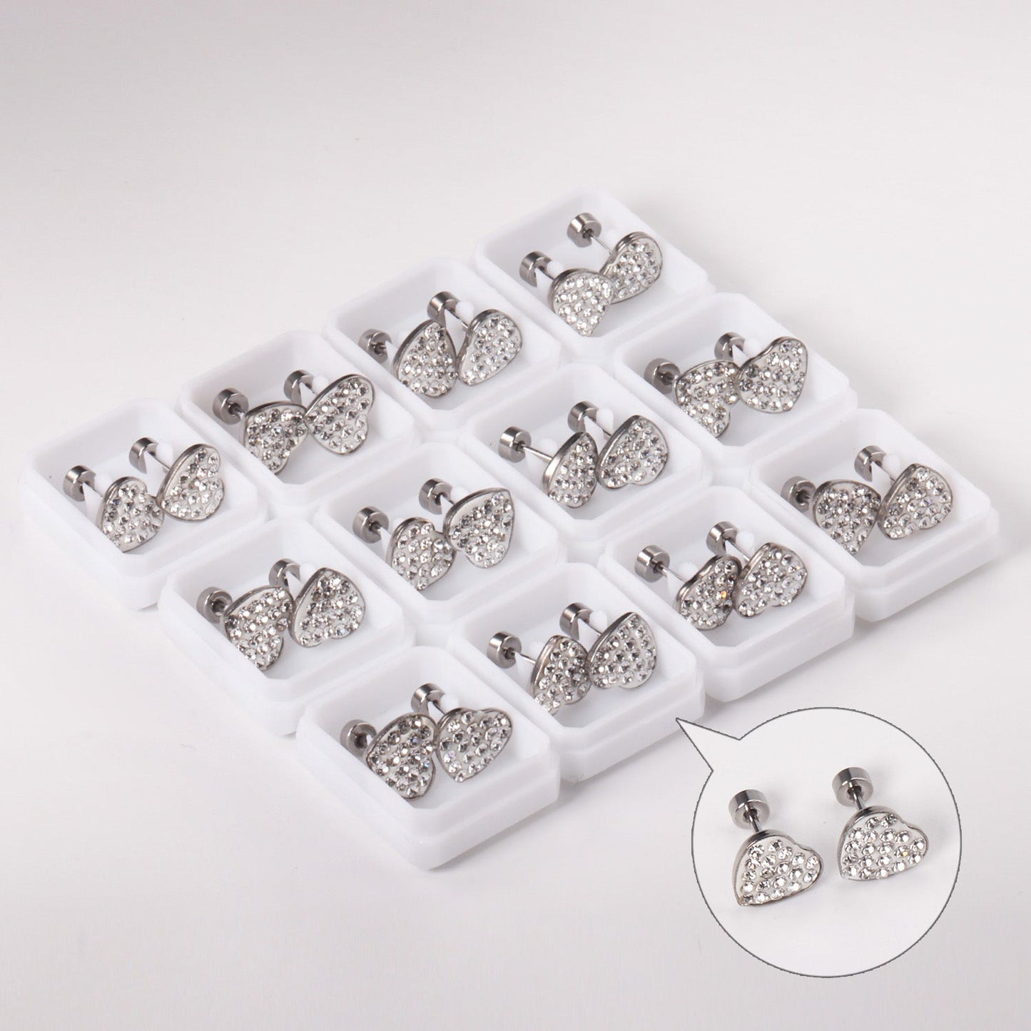 12 pairs 9mm steel/golden heart shaped sludge mix/five colors/white white sludge screw plugs asonjewelry