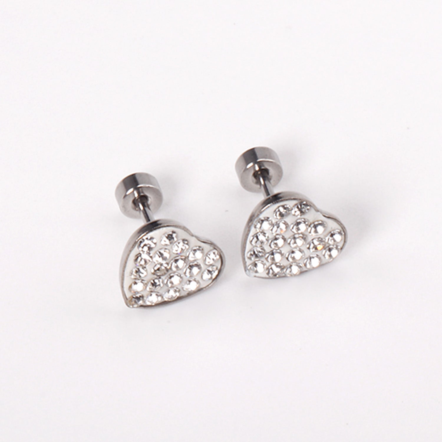 12 pairs 9mm steel/golden heart shaped sludge mix/five colors/white white sludge screw plugs asonjewelry