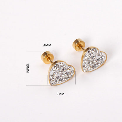 12 pairs 9mm steel/golden heart shaped sludge mix/five colors/white white sludge screw plugs asonjewelry