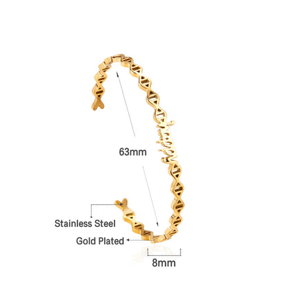 Happy monogrammed gold colored hard bracelet asonjewelry