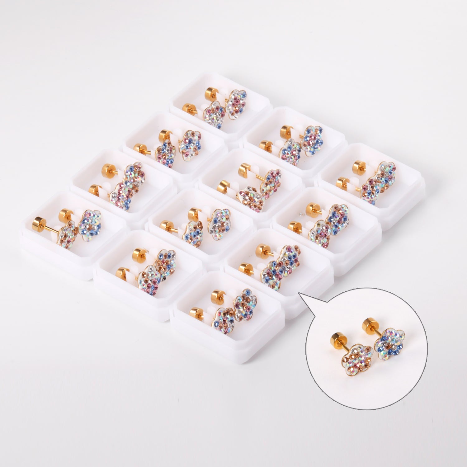 12 pairs 9mm steel color/golden plum dipped clay mix/five color screw plugs asonjewelry