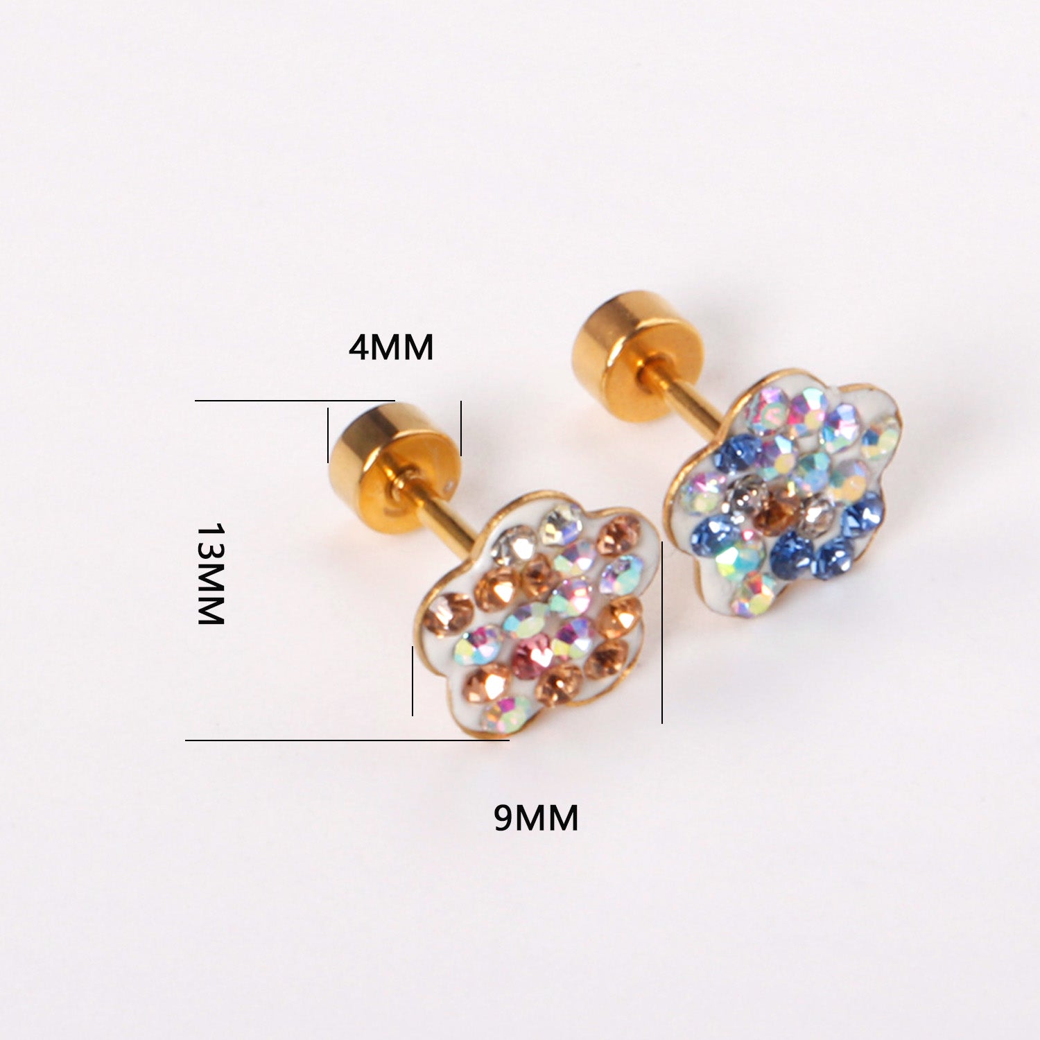 12 pairs 9mm steel color/golden plum dipped clay mix/five color screw plugs asonjewelry