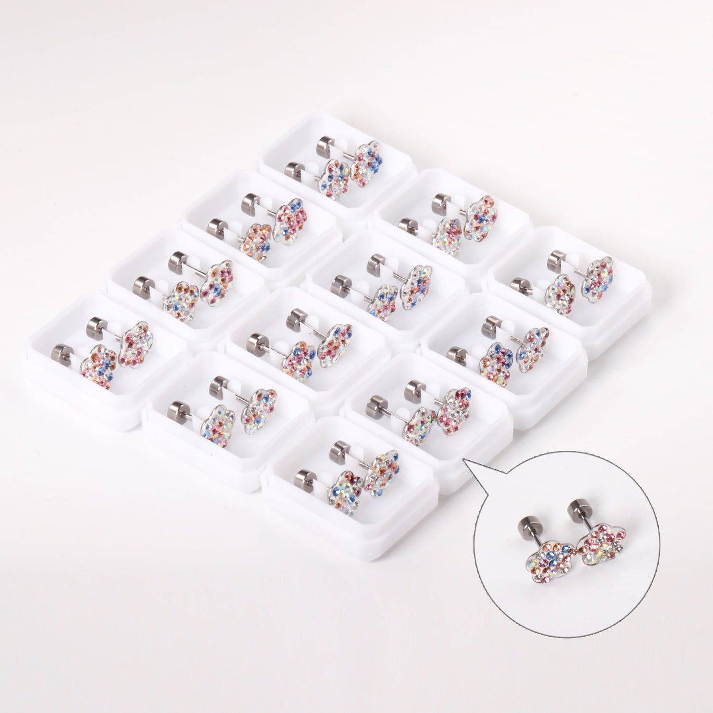 12 pairs 9mm steel color/golden plum dipped clay mix/five color screw plugs asonjewelry