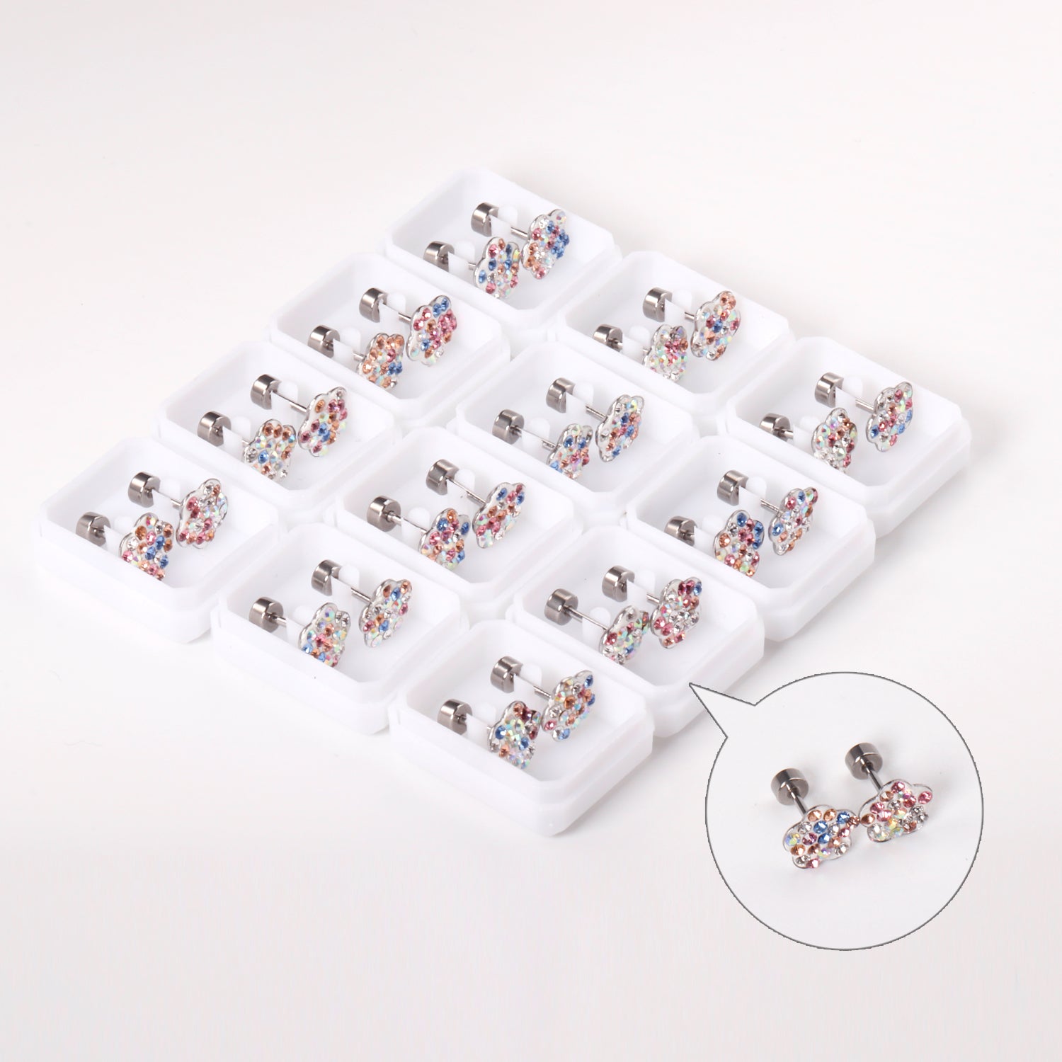 12 pairs 9mm steel color/golden plum dipped clay mix/five color screw plugs asonjewelry