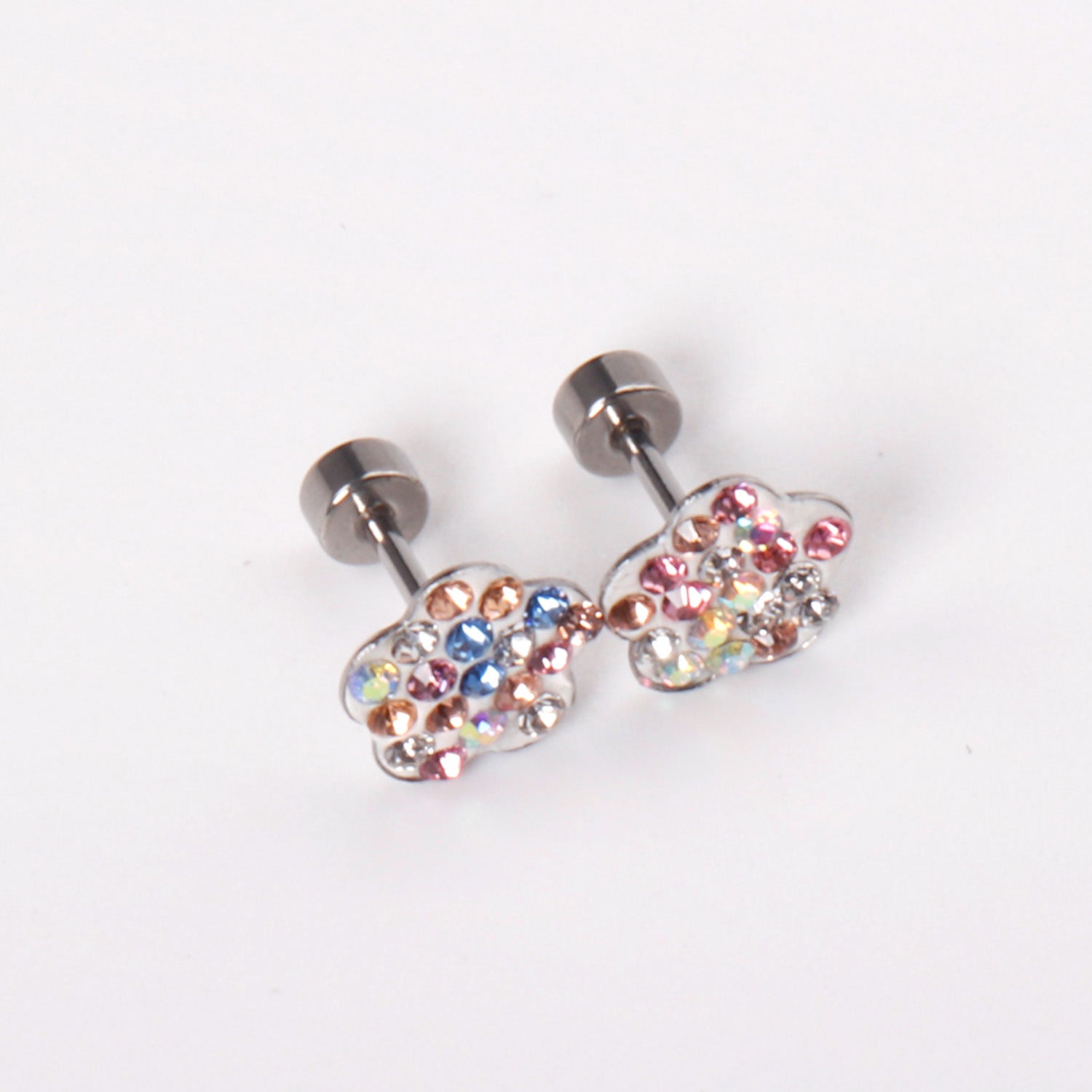 12 pairs 9mm steel color/golden plum dipped clay mix/five color screw plugs asonjewelry