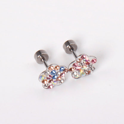 12 pairs 9mm steel color/golden plum dipped clay mix/five color screw plugs asonjewelry