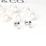 12 pairs Snapped Earplug Fishbone Stud Earrings Steel/Gold