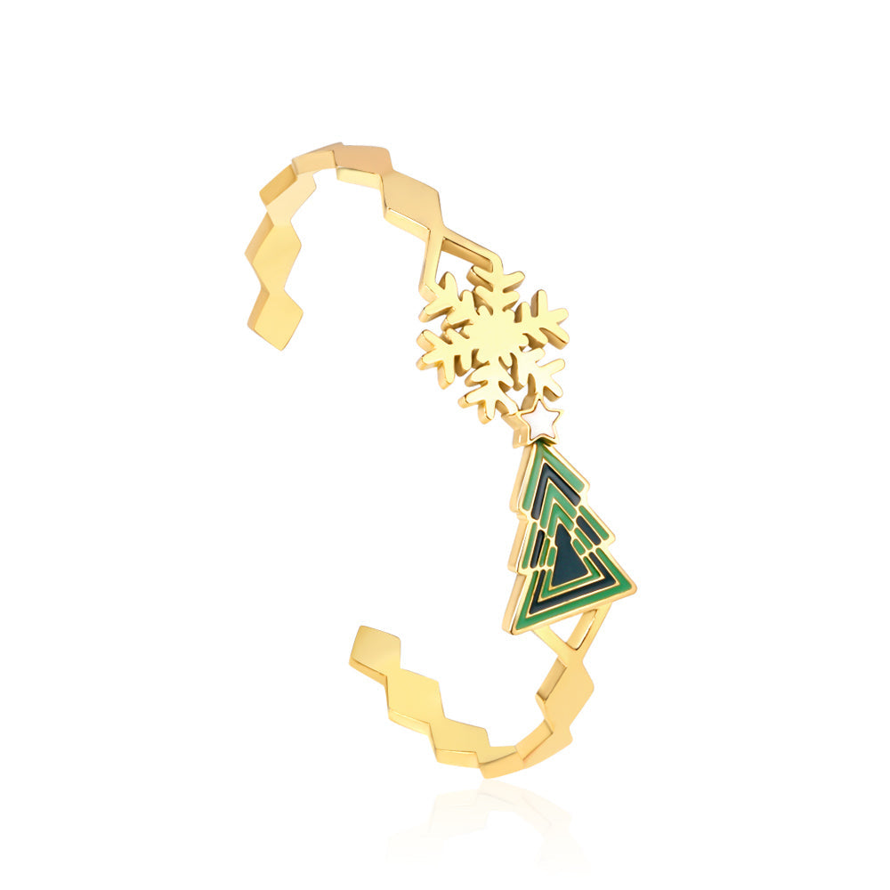 Golden green tree hard bracelet asonjewelry
